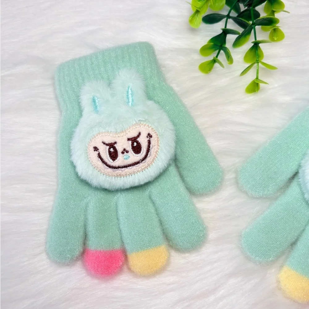 Cute Monster Character Kids Fuzzy Gloves
